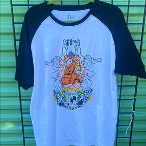 Black and White Short Sleeve Tees with Graphic Designs